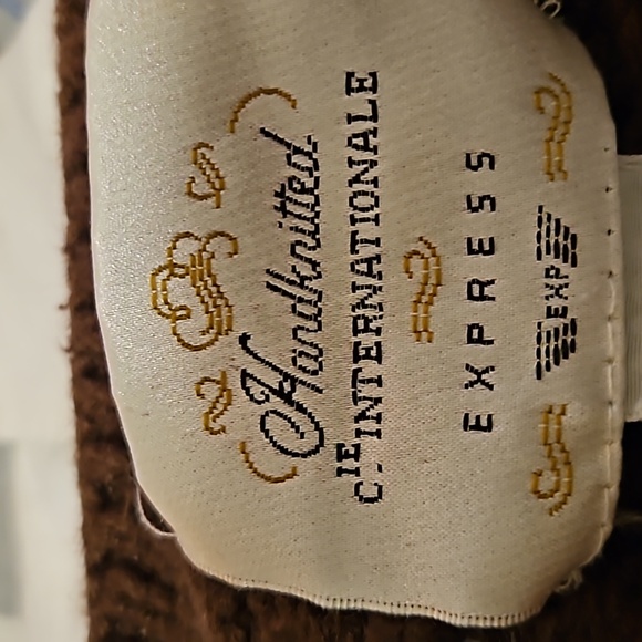 Vintage Handknitted C. Internationale Express Brown V-Neck Tunic Sweater-Large - Picture 3 of 6